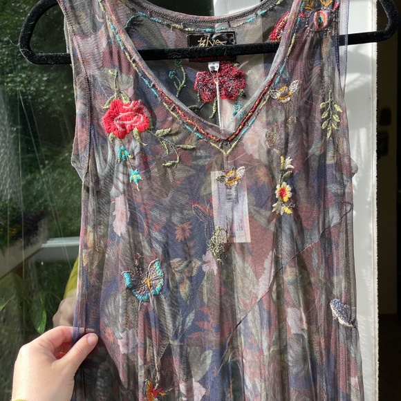 JOHNNY WAS BIYA NWT $335 Nyah Embroidered Mesh Maxi Tank Dress - Picture 5 of 8